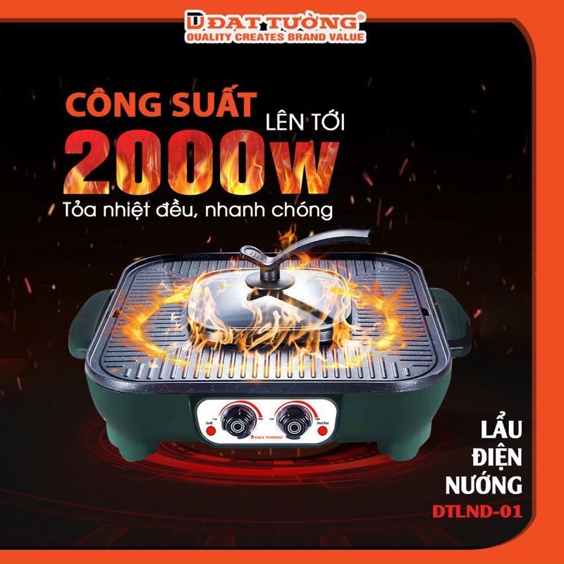 Chảo lẩu nướng điện 2 trong 1 Đạt Tường ( size to nhất thị trường)