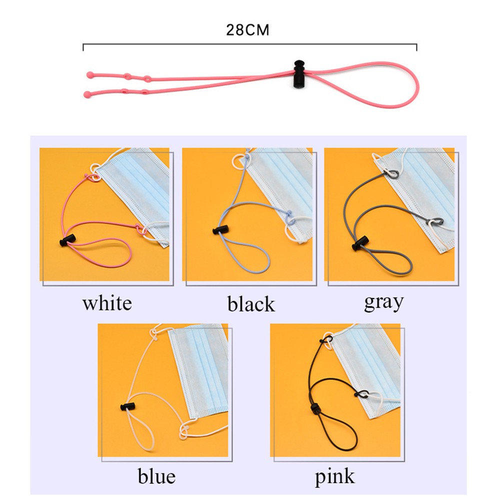 (Hàng Mới Về) Dây Đeo Khẩu Trang Bằng Silicon Màu Trơn Chống Thất Lạc Có Thể Điều Chỉnh