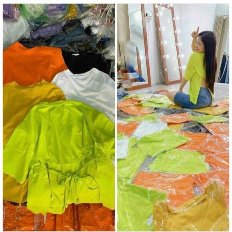 ÁO KIỂU 3/4 HỞ LƯNG FORM RỘNG CỘT DÂY NƠ SAU HÌNH THẬT | BigBuy360 - bigbuy360.vn