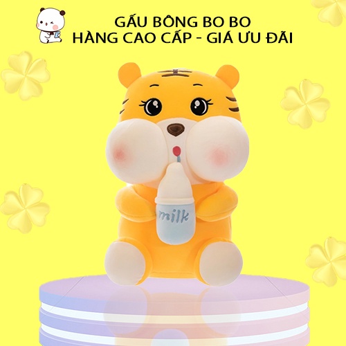 Gấu Bông Hổ Ôm Bình Sữa Khổng Lồng, Vải Nhung Siêu Mịn, Gòn Cao Cấp, Thú Nhồi Bông GauBongBoBo