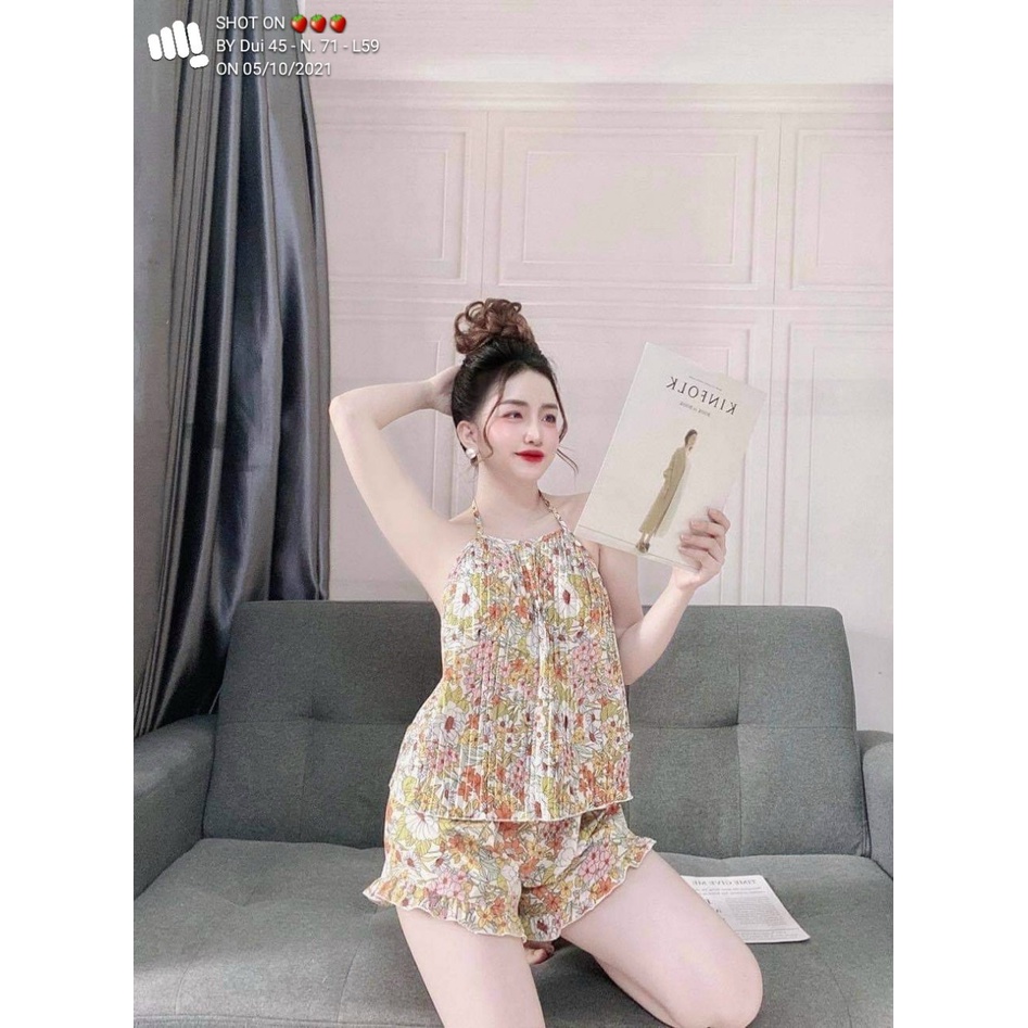 DUI13 - DUI45 - DUI14 - ĐỒ BỘ MẶC NHÀ SEXY DƯỚI 63 KG - SET ÁO YẾM QUẦN  ĐÙI DẬP LY | BigBuy360 - bigbuy360.vn