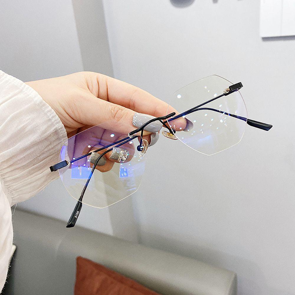 Kính Đọc Sách Gọng Kim Loại Không Viền Chống Ánh Sáng Xanh Phong Cách Hàn Quốc Thời Trang
