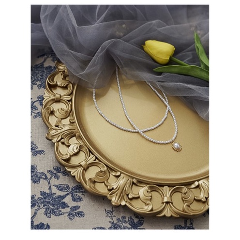 Khay vintage, phụ kiện chụp hình sản phẩm và trang điểm họa tiết cổ điển sắc nét - Khay nhựa lưu trữ Retro ins tròn trưng bày Oxygen072