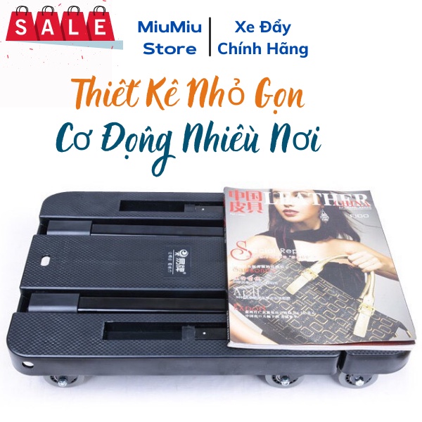 Xe Kéo Hàng Xe Đẩy Hàng Nhập Khẩu Gấp Gọn 6 Bánh Tải Trọng 200kg Có Bánh Xoay 360 Độ Tiện Lợi XKM-01