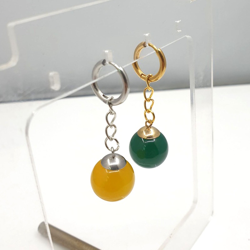 Bông Tai Hình Rồng Đính Đá Mã Não Tròn Màu Vàng Phong Cách Cổ Điển Thời Trang Cho Nam Và Nữ