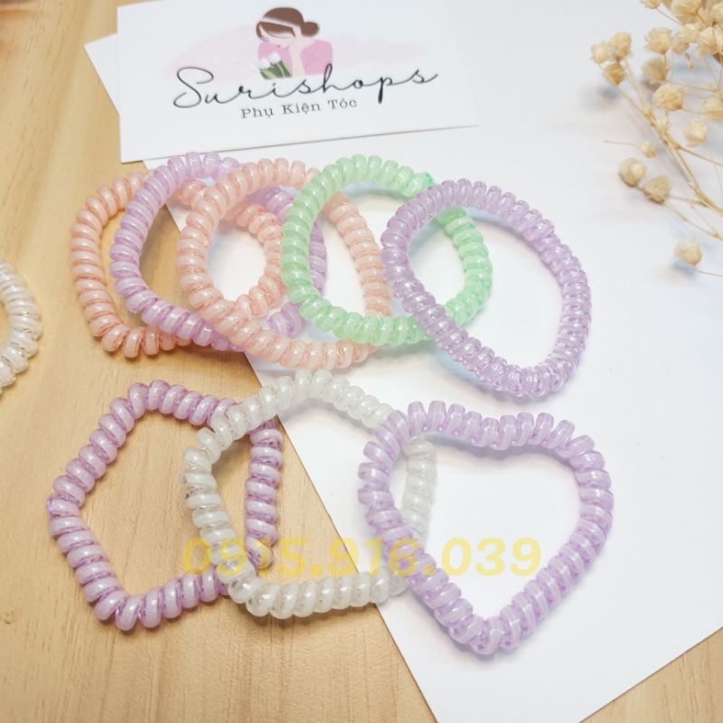 Set 5 Buộc Tóc Lò Xo Mẫu mới màu pastel size 4.5 cm