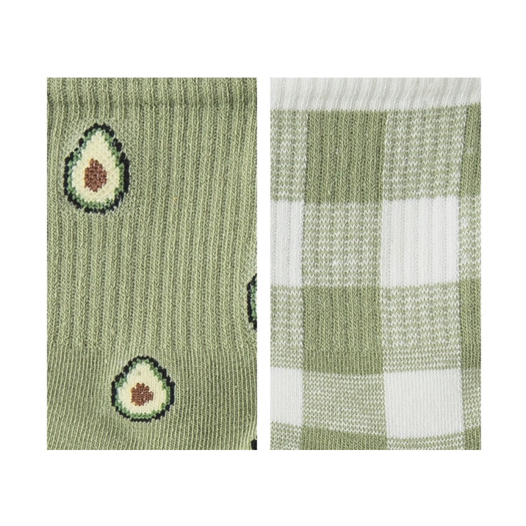 Set 3 vớ nữ cổ cao cute in hình quả bơ xanh siêu xinh tkutrang TN95