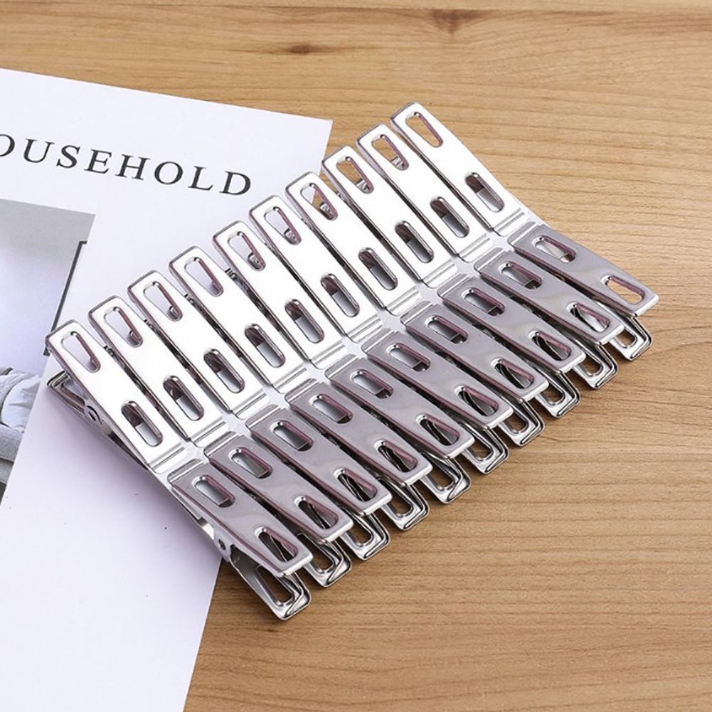 Set 20 Kẹp Quần Áo Bằng Thép Không Gỉ Tiện Dụng Cho Gia Đình/ Văn Phòng