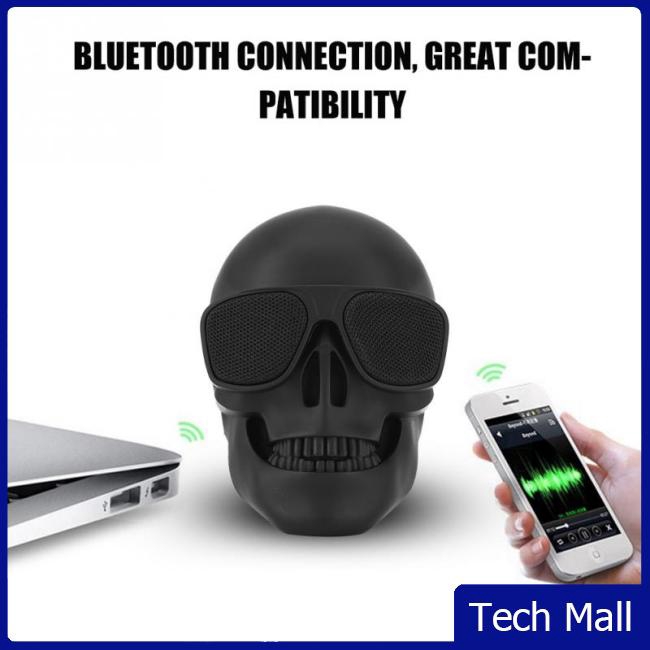 Portable Mini Skull Head Speaker Wireless Bluetooth Stereo Speaker HD Bass Speaker