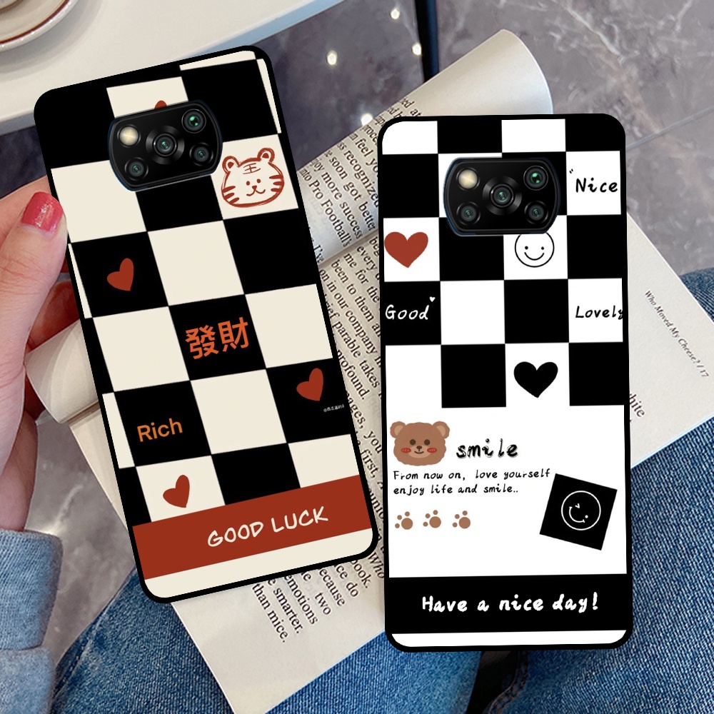 Ốp Xiaomi Poco X3 / Poco X3 Pro in hình sọc caro, họa tiết đen trắng dễ thương