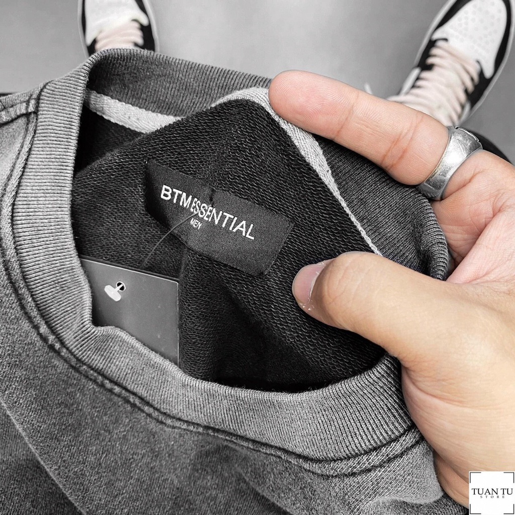 Aó nỉ nam dài tay Sweater Wash BTM (form slim,chất nỉ cao cấp wash xám,ấm áp giữ nhiệt) | BigBuy360 - bigbuy360.vn