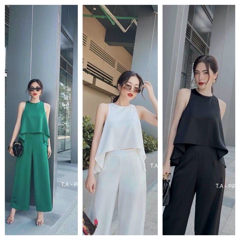 Set áo lụa vạt + quần suông 3 màu