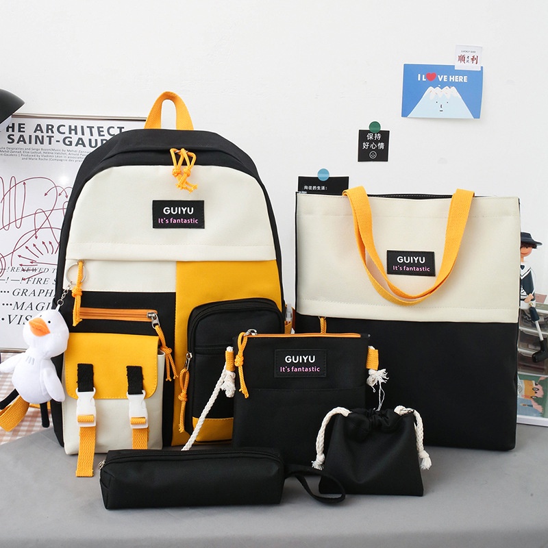 Combo Balo 4 Món Đi Học, Balo Thời Trang - SET BALO 4 MÓN KEKE PHỐI MÀU