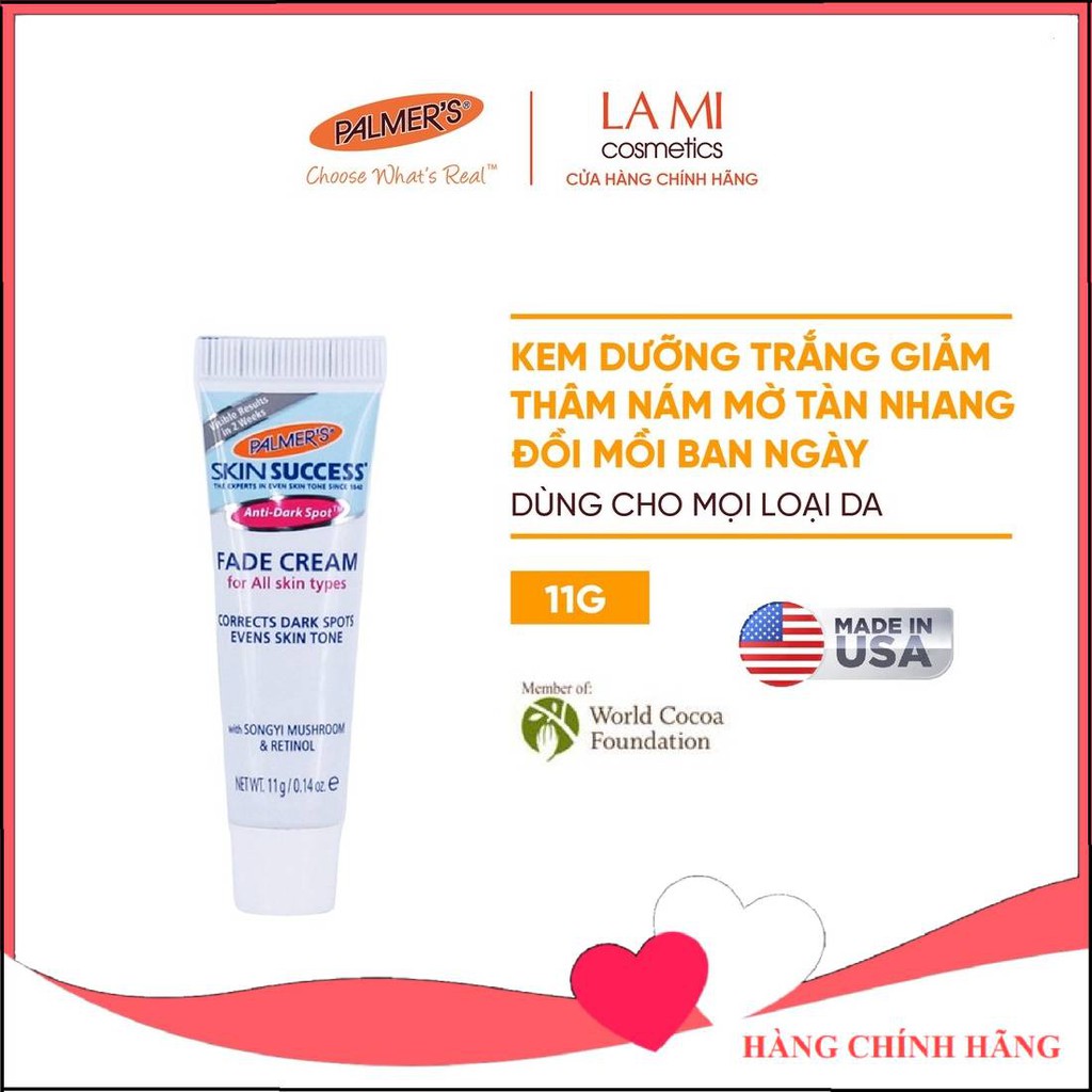 [Mini Size] Kem dưỡng trắng sáng da ban ngày, mờ thâm nám – tàn nhang Palmer's 11g