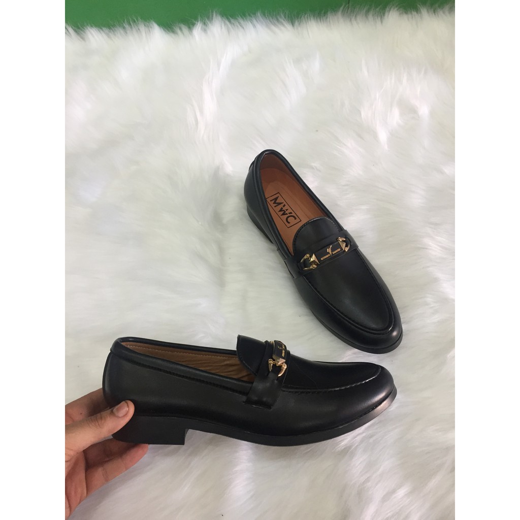 Giầy  tây giày lười nam hàn quốc đen mềm đai kim loại | BigBuy360 - bigbuy360.vn