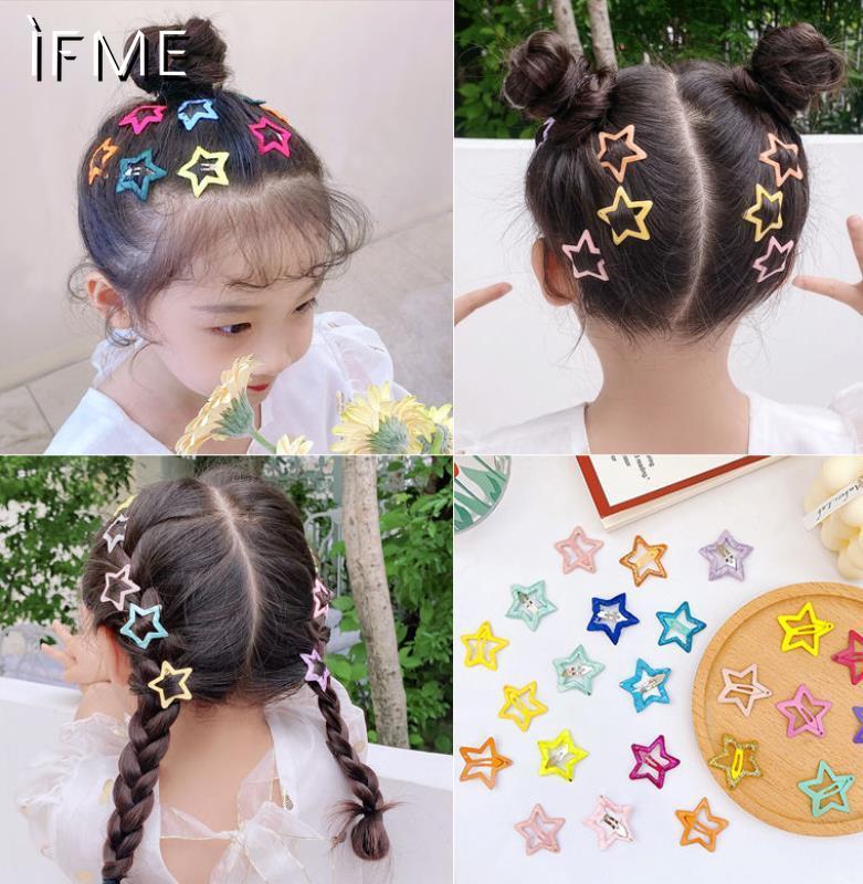 IF ME Bộ 10 kẹp tóc hình ngôi sao nhiều màu sắc cho bé gái