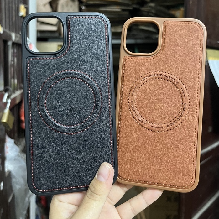 CHÍNH HÃNG Ốp X LEVEL lưng cứng GIẢ da viền dẻo hỗ trợ sạc magsafe không dây cao cấp iPhone 14  PLUS PRO MAX