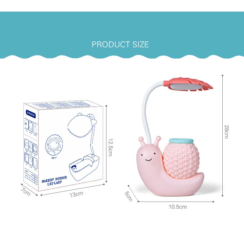 Đèn học ốc sên kèm ống đựng bút để bàn danh cho bé chống cận siêu đáng yêu