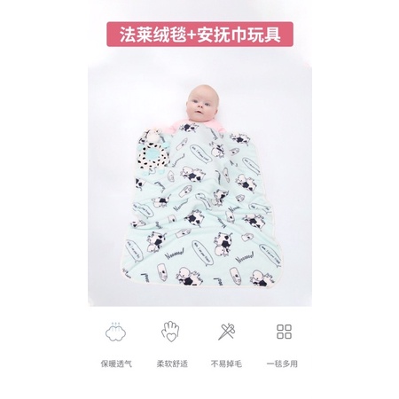 Chăn tuyết mỏng Sunnozy hình bò sữa KT:75x100cm cho bé