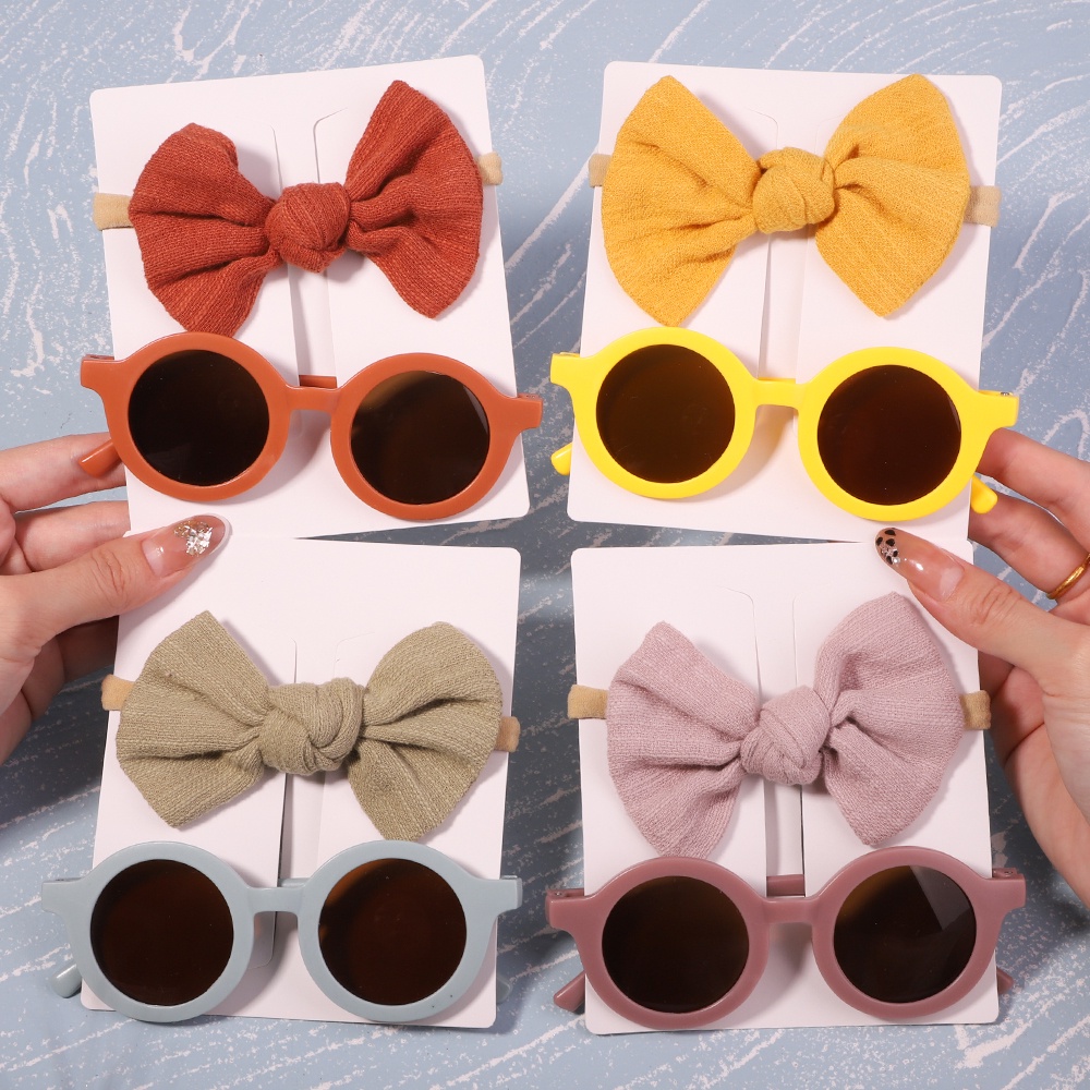 Set 2 băng đô nơ RAINBOW BOWS co giãn thời trang đi biển mùa hè 2022 cho bé gái