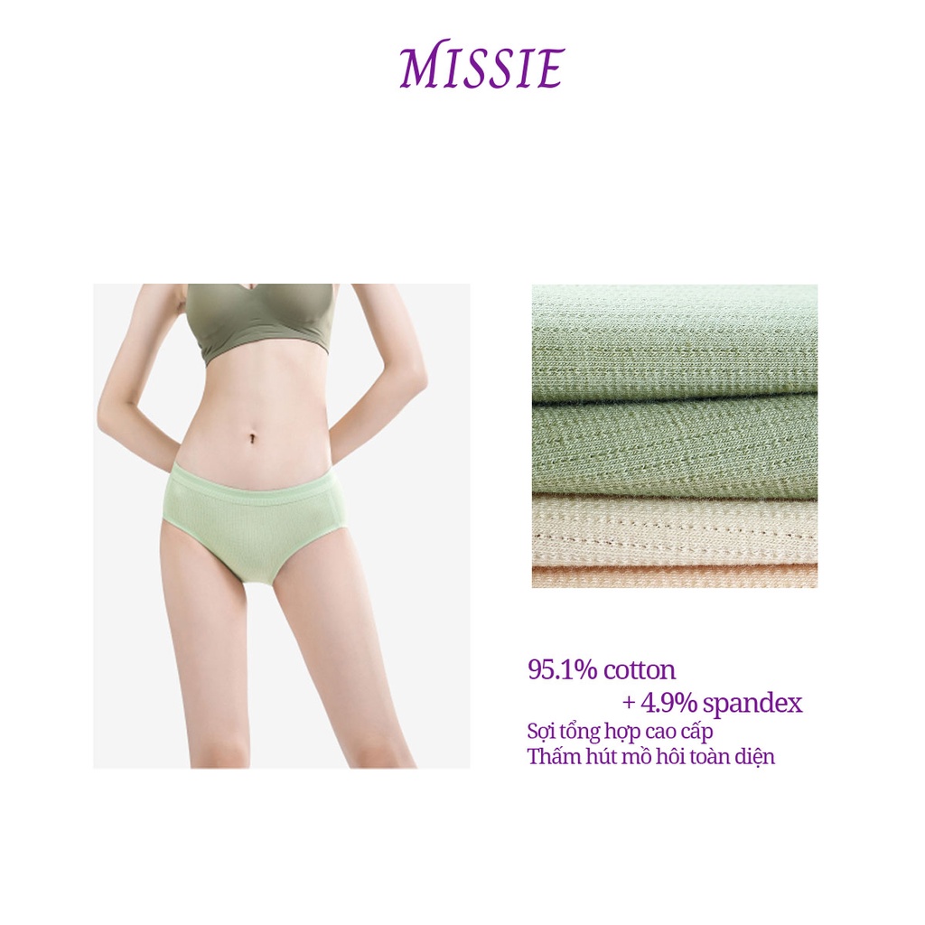 Quần lót nữ trơn cotton nhiều màu, tàng hình không đường may, siêu thấm hút khử mùi Missie Q08