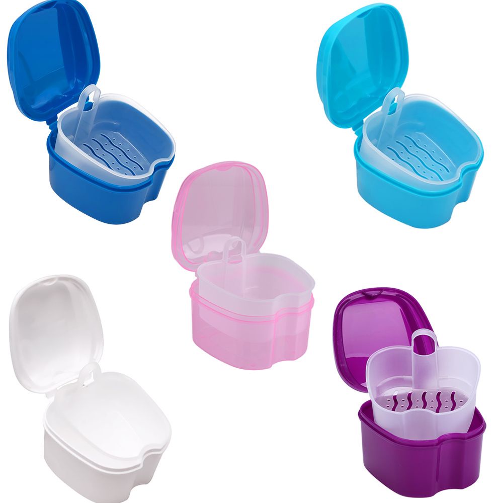 Hộp Đựng Răng Giả Chăm Sóc Sức Khỏe Bền Bỉ Có Lưới Treo Chỉnh Răng Bền Bỉ Nhiều Màu Sắc