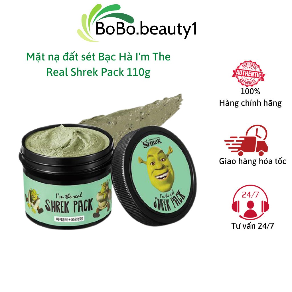 Mặt nạ đất sét I'm The Real Shrek Pack Hàn Quốc giảm mụn kiềm dầu sạch sâu lỗ chân 110g