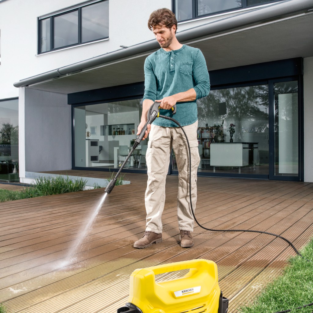 Máy phun rửa áp lực cao Karcher K2 Horizontal động cơ chổi than, áp lực 110 bar và đã bao gồm dây cấp nước