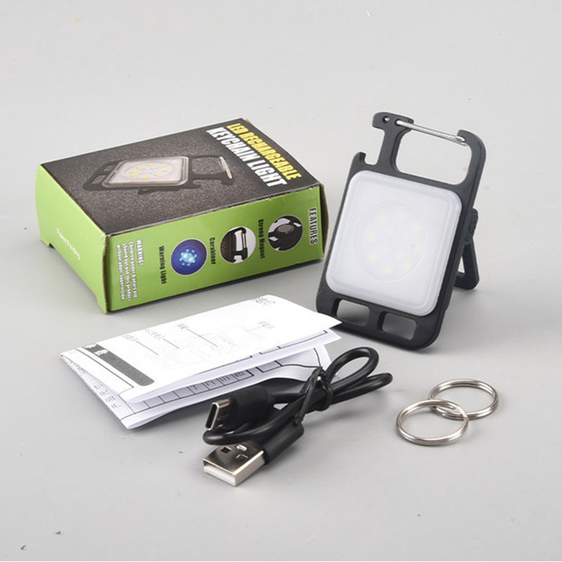 Móc Khóa Đèn LED COB Nam Châm Siêu Sáng Đa Năng Ba Chế Độ Kèm Sạc USB Tiện Dụng