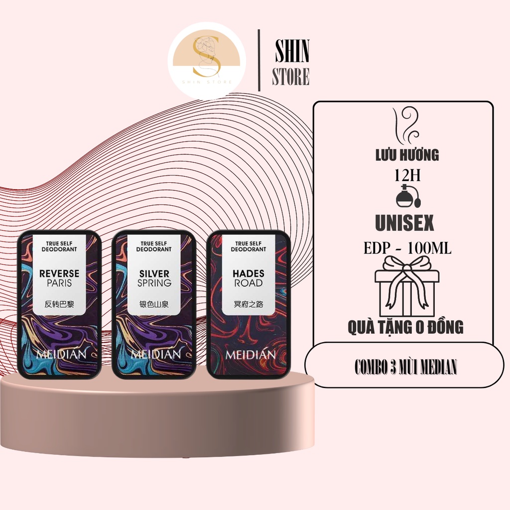 Nước hoa khô nam nữ combo set 3 mùi Median lưu hương lâu - Shin official
