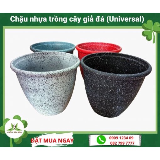 Chậu nhựa trồng cây giả đá Universal (27x24cm) trồng hoa cây cảnh (Vườn Sài Gòn - Vuon Sai Gon)
