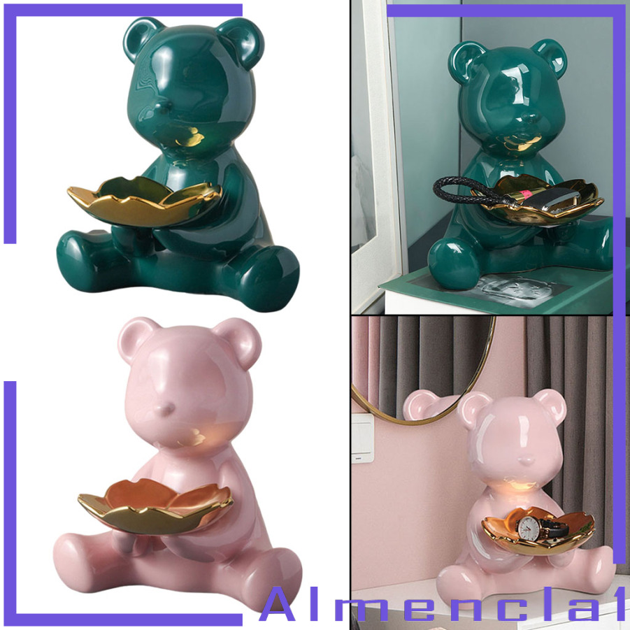 [ALMENCLA1]Modern Key Storage Bear Figure Statue Figurine for Candy Container Holder Pine