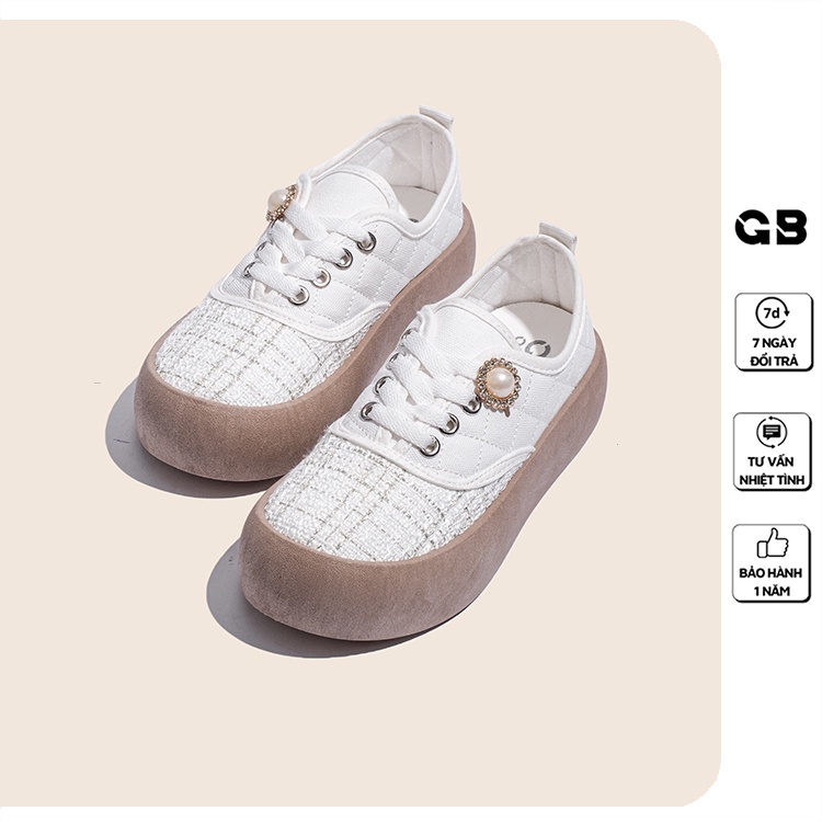 Giày Sneaker Nữ Da Mềm Kèm Sticker Xinh Xắn giayBOM B1614