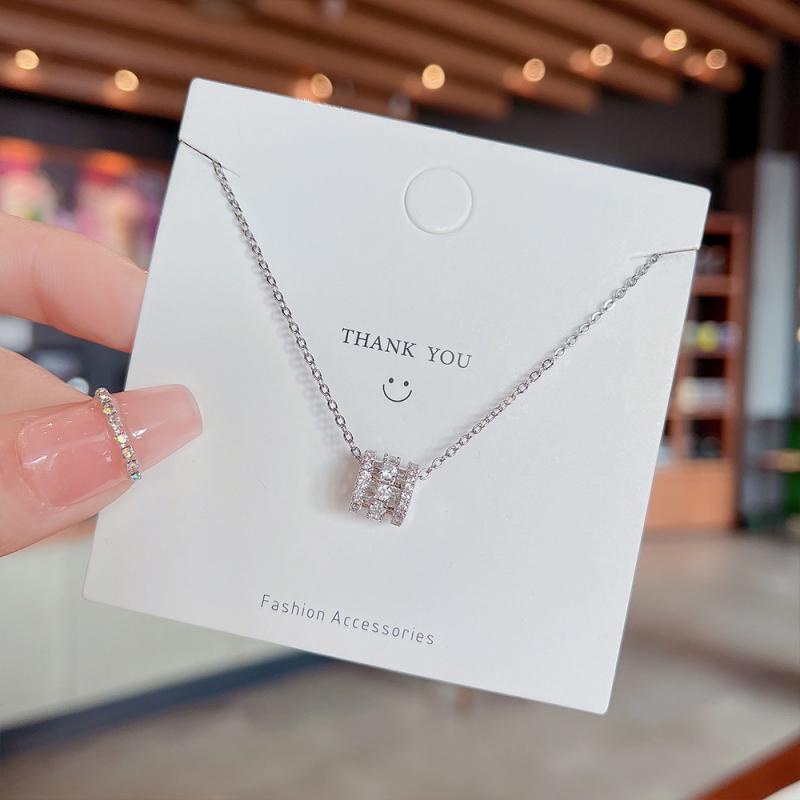 XiaoboACC Vòng Cổ Thép Titan Mạ Vàng Đính Kim Cương Giả - 38CM+6CM