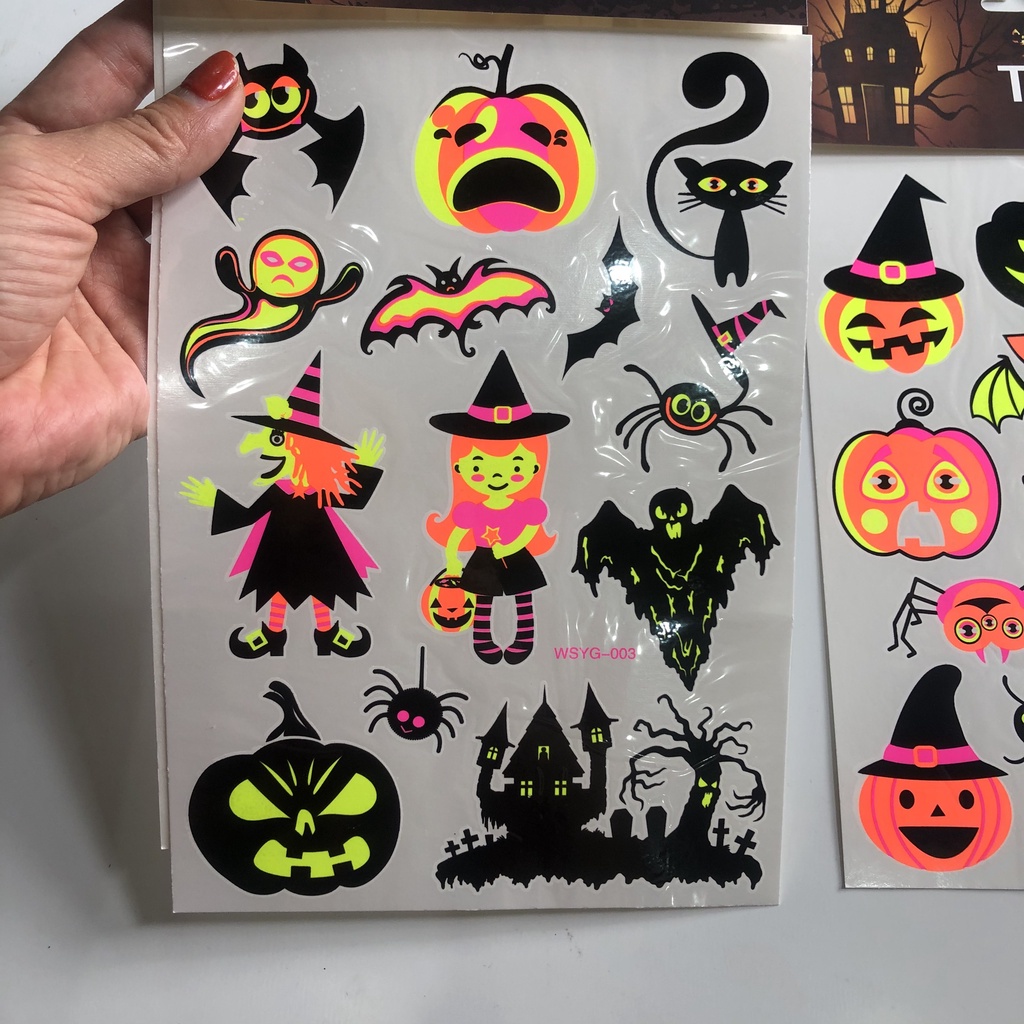 Hình xăm tattoo dạ quang phát sáng hóa trang Halloween cho bé