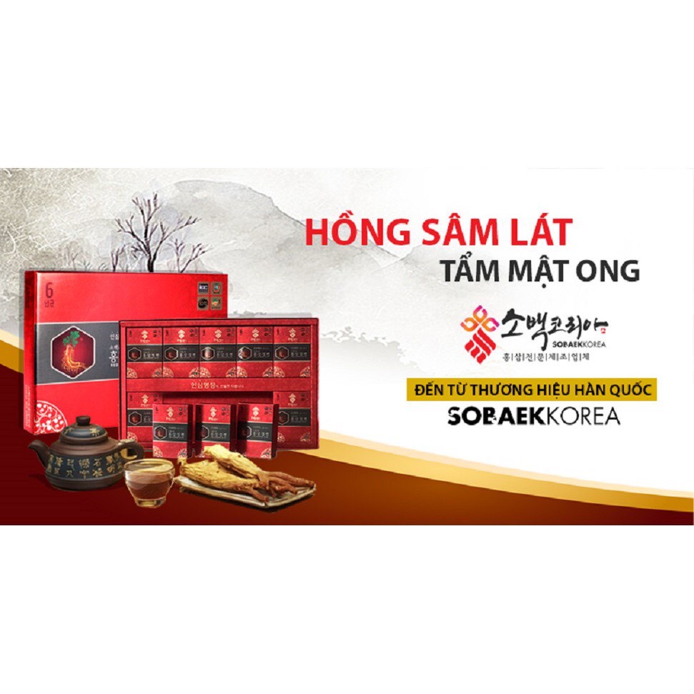 [SOBEAK - TẶNG KÈM TÚI XÁCH ] Hồng sâm lát tẩm mật ong sobaek cao cấp Hàn Quốc- hộp 10 gói- date mới nhất(10*20g)