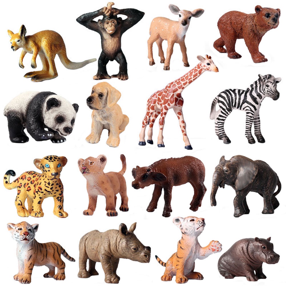 JOKFEICE Animal Figures 16 chiếc bằng nhựa thực tế Mini Jungle Animals Toys Set Bao gồm Sư tử, Voi, Hổ, Ngựa vằn, v.v. Dự án Khoa học, Đồ chơi Giáo dục Học tập, Quà sinh nhật, Bánh Topper cho Trẻ em mới biết đi