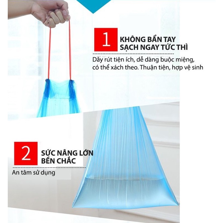 Cuộn 15 túi rác sinh học có dây rút kích thước 45x 50cm