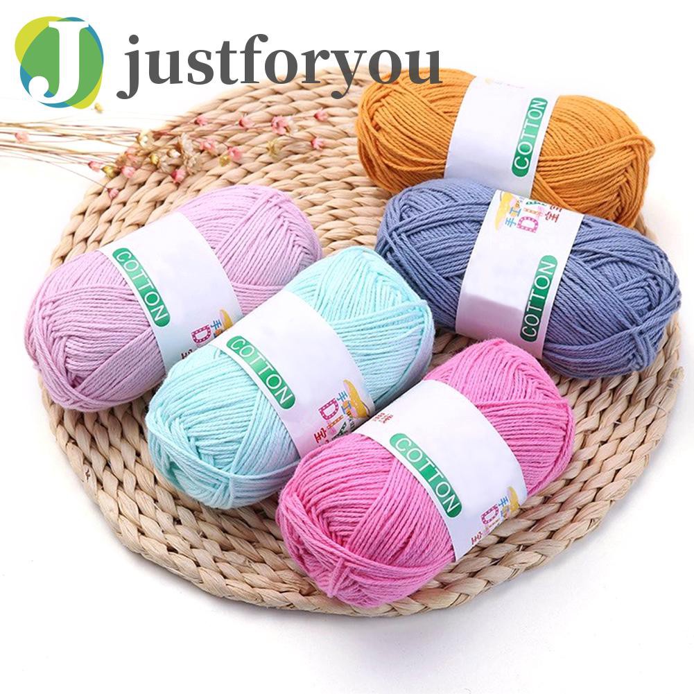 Set 2 cuộn len sợi cotton nhiều màu tùy chọn dùng đan khăn choàng/mũ cho bé