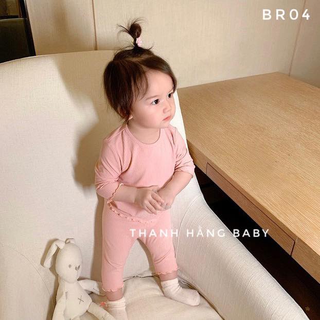 Bộ Quần Áo Trẻ Em, Quần Áo Bé Gái Thun Tăm Dài Tay Thanh Hằng Baby 6 Đến 14 Kg