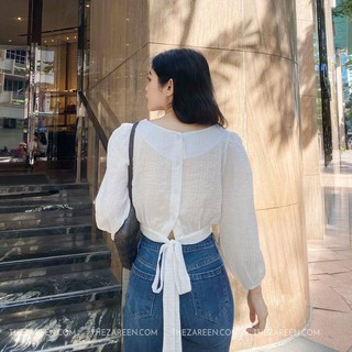 ÁO CỔ VUÔNG THẮT NƠ EO BASIC ZAREEN VOA69