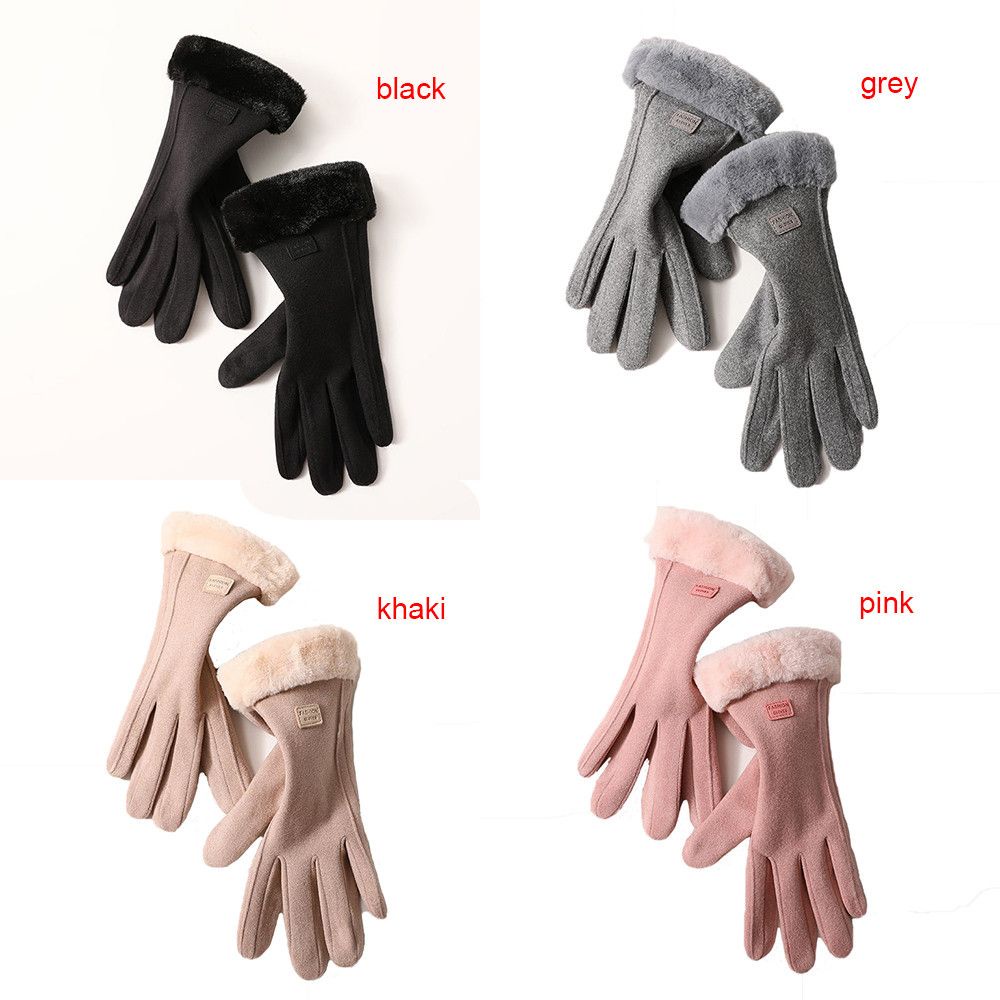 Đôi găng tay vải lông nhung dày giữ ấm nhiều màu sắc tùy chọn thời trang dành cho nữ
