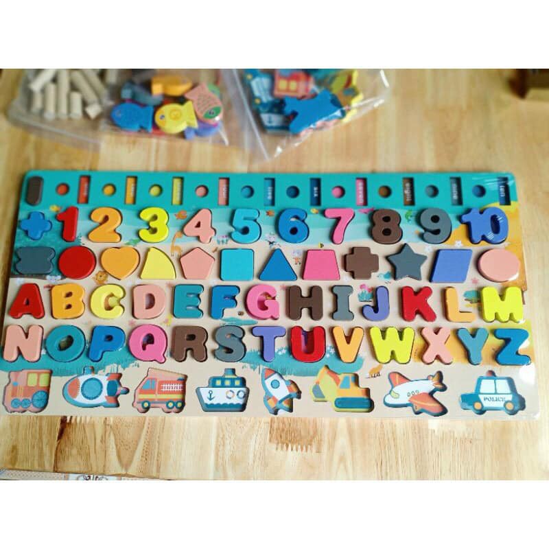 Bộ đồ chơi câu cá bảng chữ cái và ghép số học chữ số cho bé, bộ bảng số và chữ thông minh bằng gỗ Xutoshop