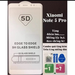 Kính cường lực 5D full keo, full màn  cho Xiaomi Redmi Note 5 Pro