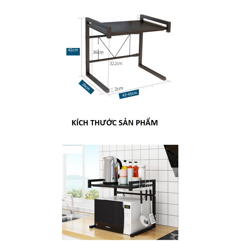 Kệ lò vi sóng 2 tầng để đồ nhà bếp đa năng thép Carbon 5 lớp chống han gỉ LABI VN LB068