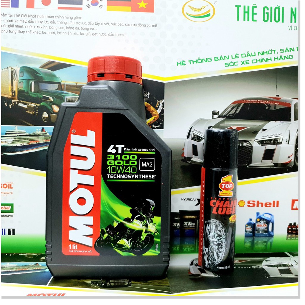 [ SỬA CHỮA LƯU ĐỘNG 24/7 HCM ] Combo MOTUL 3100 GOLD 10W40 1L và Rửa sên Top 1 82ml GARA NGUYỄN LỢI