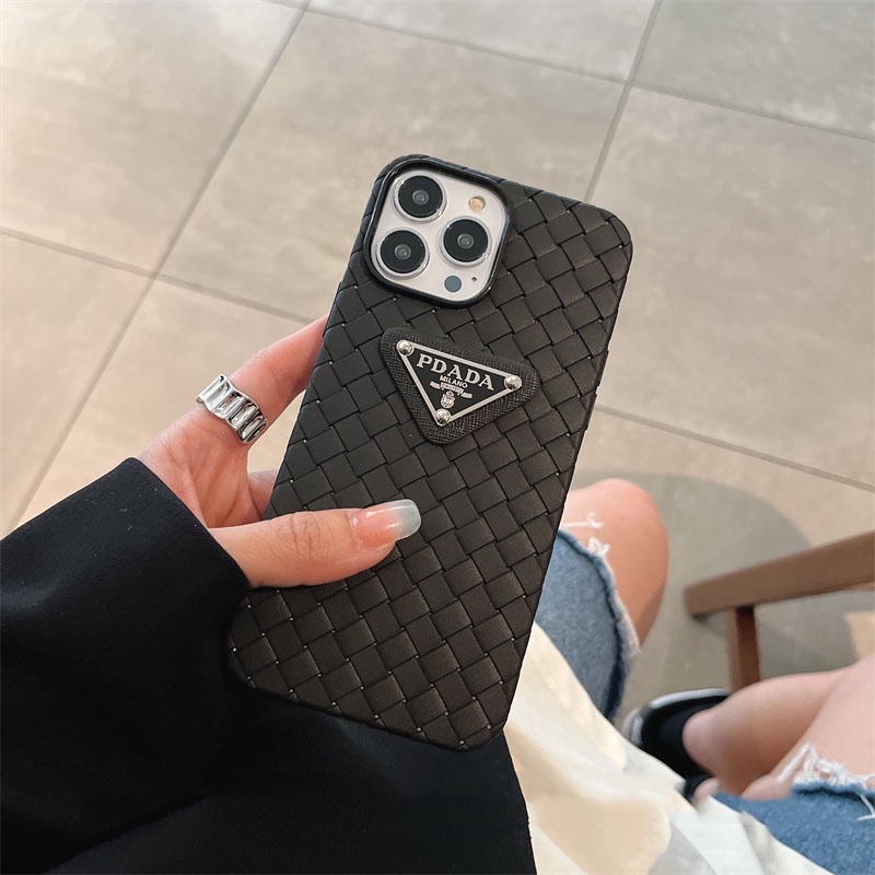 Simple Woven Prada For IPhone 13 14 12 11 Pro Max 13Pro 14plus Phone Case for IPhone 12Pro Xs Max Xr Discoloration Border Phone Cases Back Cover