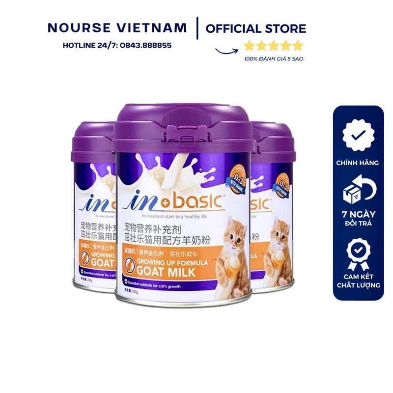 Sữa cho mèo InBasic Sữa bột cho mèo sơ sinh Sữa dê dinh dưỡng tăng cân NourseVietnam IN16