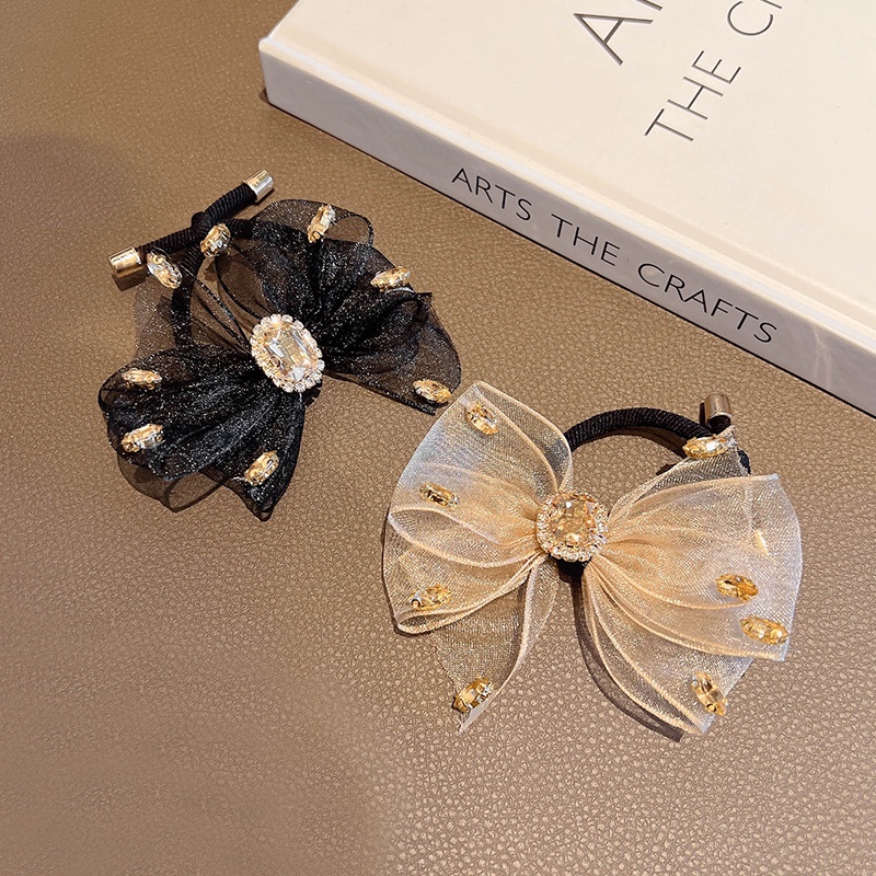 Dây Buộc Tóc Thắt Nơ Đính Đá Thiết Kế Mới Thời Trang Hàn Quốc Cho Nữ