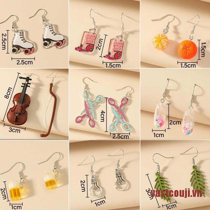 Bông Tai Hình Ly Trà Trái Cây Vui Nhộn Phong Cách Hàn Quốc